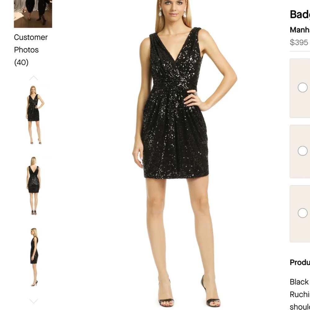 Badgley Mischka Black Sequin Knee Length Cocktail Dress